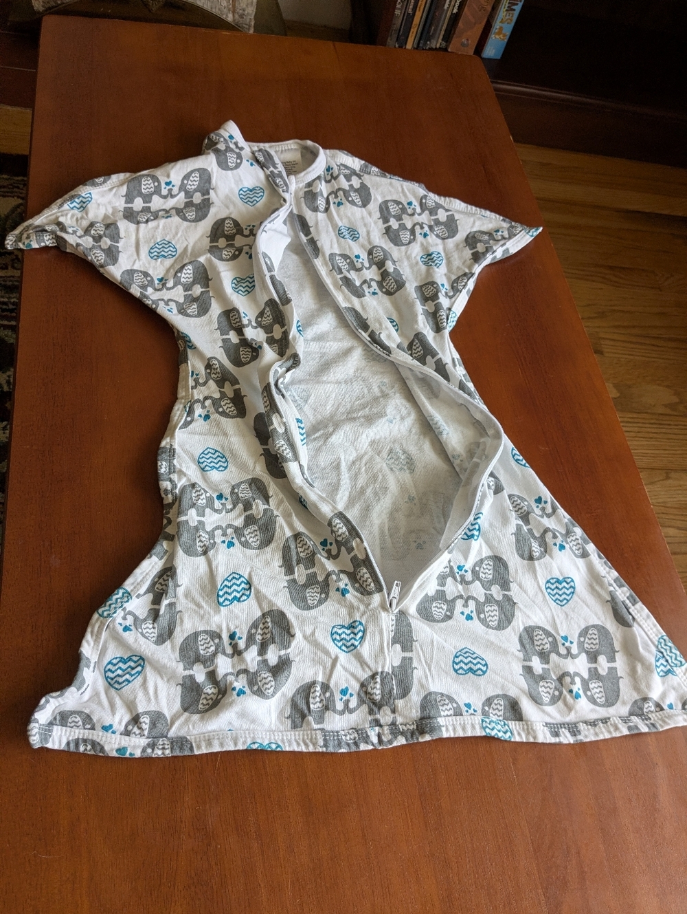 SleepingBaby Zipadee Zip Size Small 4-8M Elephants & Hearts Pattern 100% Cotton